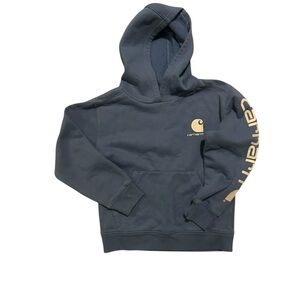 Carhartt Blue Gray Charcoal Hoodie with Tan Accents 8/10 Youth